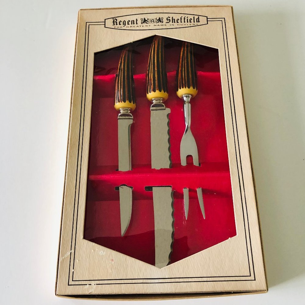 VINTAGE Regent Sheffield Carving 3 Piece Set